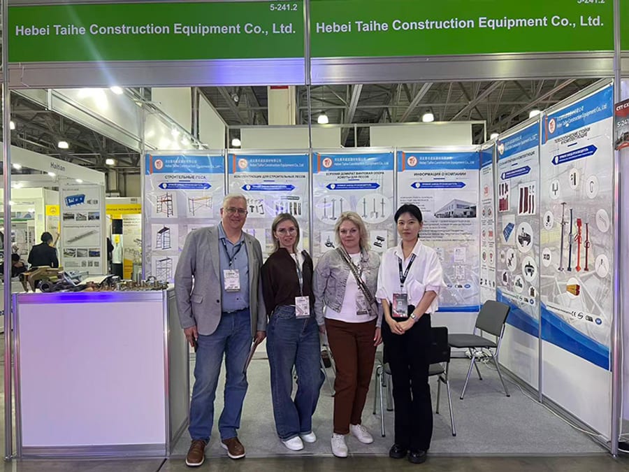 Taihe team and customers at an international construction exhibition